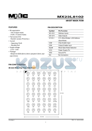 23L8102-70 datasheet - 8M-BIT MASK ROM