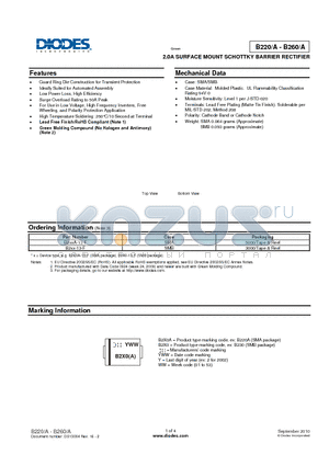 B220A_10 datasheet - 2.0A SURFACE MOUNT SCHOTTKY BARRIER RECTIFIER