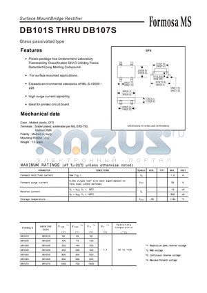 DB101S datasheet - Glass passivated type