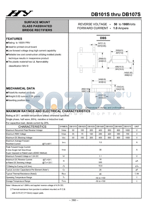 DB101S_1 datasheet - SURFACE MOUNT GLASS PASSIVATED BRIDGE RECTIFIERS