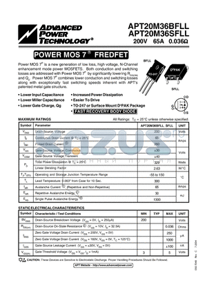 APT20M36BFLL datasheet - POWER MOS 7  FREDFET