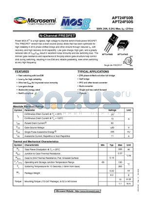 APT24F50B_09 datasheet - N-Channel FREDFET