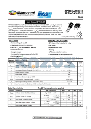 APT28GA60BD15 datasheet - High Speed PT IGBT