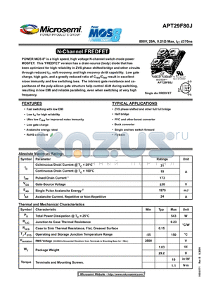 APT29F80J datasheet - N-Channel FREDFET