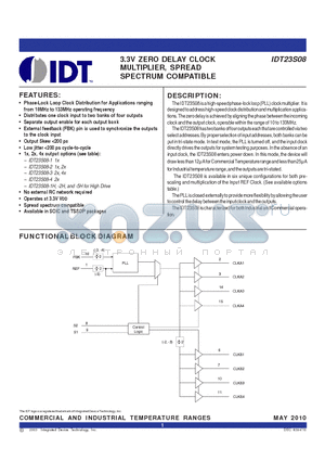 23S08-1DCG datasheet - 3.3V ZERO DELAY CLOCK MULTIPLIER, SPREAD SPECTRUM COMPATIBLE