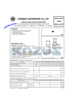 DB104-SPT datasheet - SILICON SURFACE MOUNT BRIDGE RECTIFIER