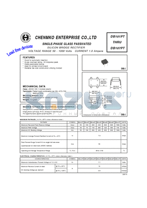 DB104PT datasheet - SILICON BRIDGE RECTIFIER