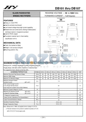 DB105 datasheet - GLASS PASSIVATED BRIDEG RECTIFIERS