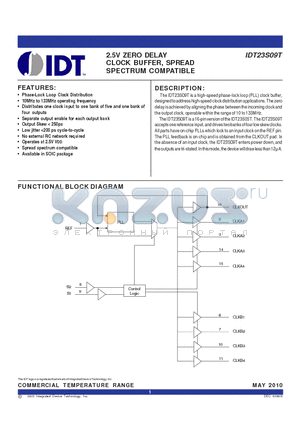 23S09T-1DCG datasheet - 2.5V ZERO DELAY CLOCK BUFFER, SPREAD SPECTRUM COMPATIBLE