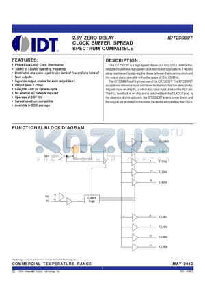 23S09T-1DCG8 datasheet - 2.5V ZERO DELAY CLOCK BUFFER, SPREAD SPECTRUM COMPATIBLE