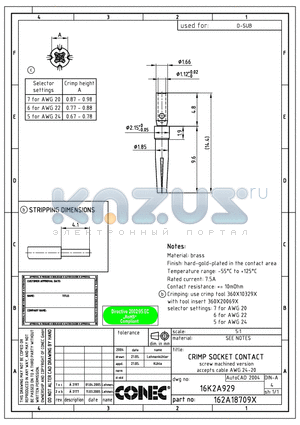 162A18709X datasheet - CRIMP SOCKET CONTACT