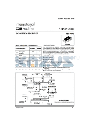 162CNQ030 datasheet - SCHOTTKY RECTIFIER