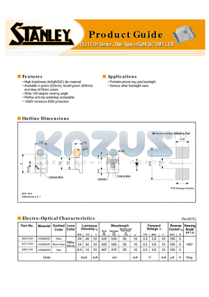 DB1112H datasheet - D_1112H Series, Thin Type InGaN/SiC SMT LED
