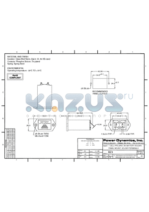 B23 datasheet - 1 CELL PP3 (6R61) 9V BATTERY HOLDER, PANEL MOUNT, SOLDER TERMINALS