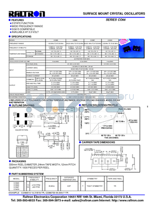 CO66 datasheet - SURFACE MOUNT CRYSTAL OSCILLATORS