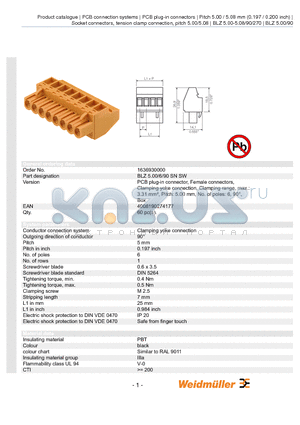 1636930000 datasheet - BLZ 5.00/6/90 SN SW