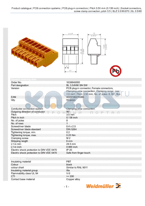 1638840000 datasheet - BL 3.5/8/90 SN SW