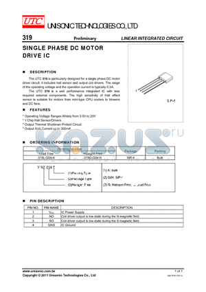 319G-G04-K datasheet - SINGLE PHASE DC MOTOR DRIVE IC