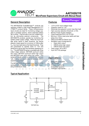 AAT3528ICX-438-200-T1 datasheet - MicroPower Supervisory Circuit with Manual Reset