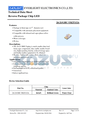 24-21-GHC-YR2T1-2A datasheet - Reverse Package Chip LED