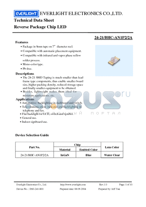 24-21-BHC-AN1P2-2A datasheet - Reverse Package Chip LED