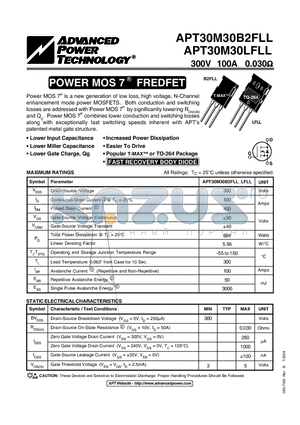 APT30M30B2FLL datasheet - POWER MOS 7 FREDFET