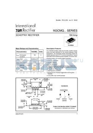 163CMQ090 datasheet - SCHOTTKY RECTIFIER