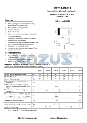 B230A datasheet - Surface Mount Schottky Barrier Rectifiers