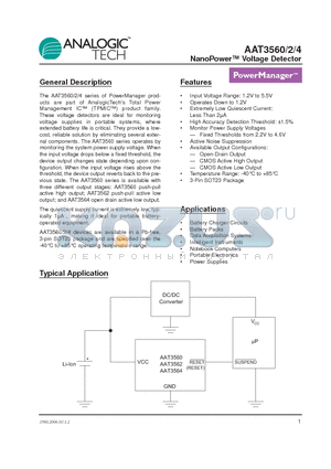 AAT3560_06 datasheet - NanoPower Voltage Detector