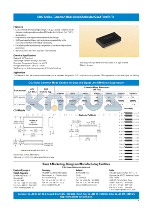 COJ-16-470 datasheet - Common Mode Octal Chokes for Quad Port T1/E1