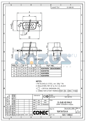 163X10189X datasheet - D-SUB HD MALE