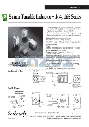 164-07A06L datasheet - 5 mm Tunable Inductor