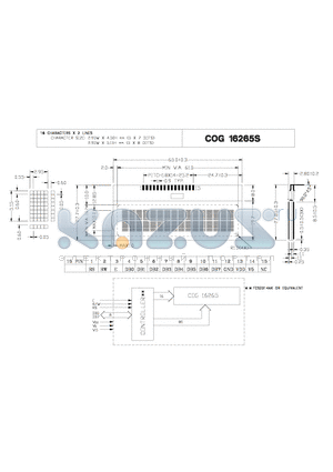 COG16265S datasheet - 12 CHARACTERS X 2 LINES CHARACTER SIZE : 2.95W X 4.50H mm (5 X 7 DOTS), 2.95W X 5.15H mm (5 X 8 DOTS)