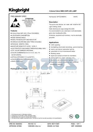 APT3216RWF/A datasheet - 3.2mmx1.6mm SMD CHIP LED LAMP