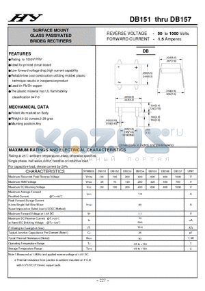 DB151 datasheet - SURFACE MOUNT GLASS PASSIVATED BRIDEG RECTIFIERS