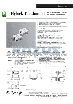 C1173-AL datasheet - Flyback Transformers