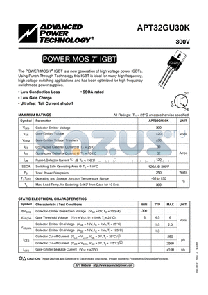 APT32GU30K datasheet - POWER MOS 7 IGBT