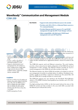 COM200ET003Y datasheet - WaveReadyTM Communication and Management Module