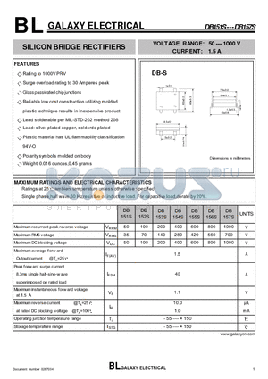 DB151S datasheet - SILICON BRIDGE RECTIFIERS