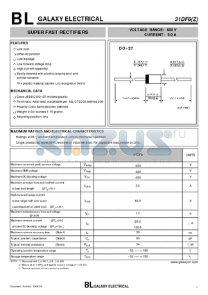 31DF6Z datasheet - SUPER FAST RECTIFIERS