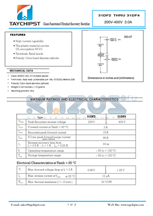 31DF4 datasheet - Glass Passivated Ultrafast Recovery Rectifier