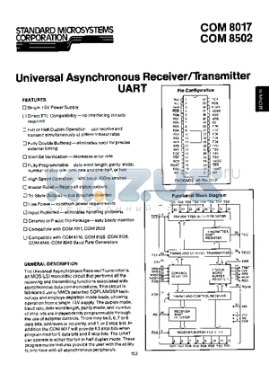 COM8017 datasheet - UNIVERSAL ASYNCHRONOUS RECEIVER/TRANSMITTER UART