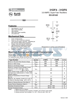 31DF4_1 datasheet - 3.0 AMPS. Super Fast Rectifiers