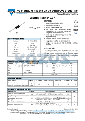 31DQ03 datasheet - Schottky Rectifier, 3.3 A