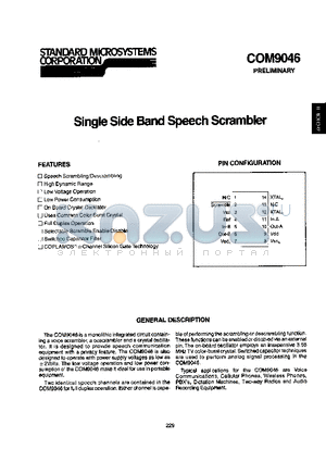 COM9046 datasheet - Single Side Band Speech Scrambler