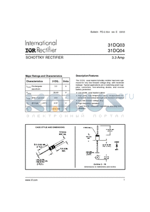 31DQ04TR datasheet - SCHOTTKY RECTIFIER