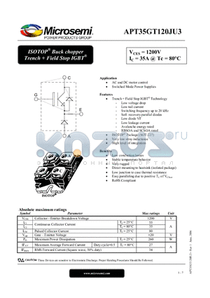 APT35GT120JU3 datasheet - ISOTOP Buck chopper Trench IGBT