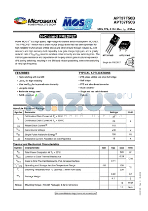 APT37F50S datasheet - N-Channel FREDFET