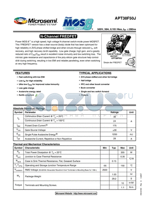 APT38F50J datasheet - N-Channel FREDFET