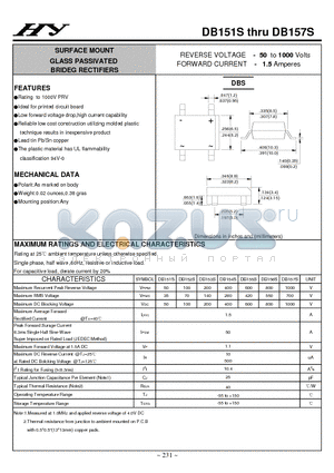 DB154S datasheet - SURFACE MOUNT GLASS PASSIVATED BRIDEG RECTIFIERS